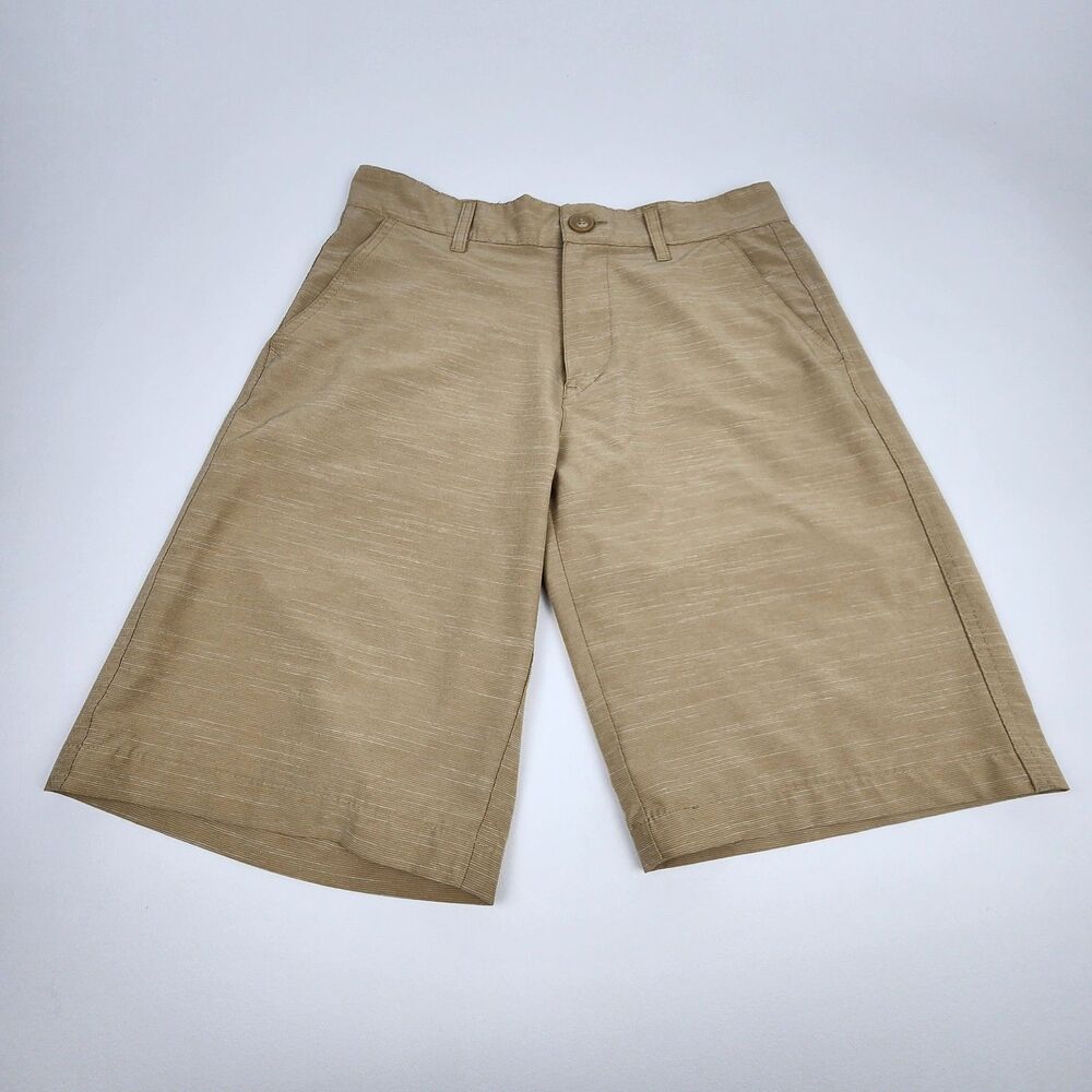 OP Ocean Pacific Mens Hybrid Shorts Size 28 Tan 4 Way Stretch 10.5 Inseam